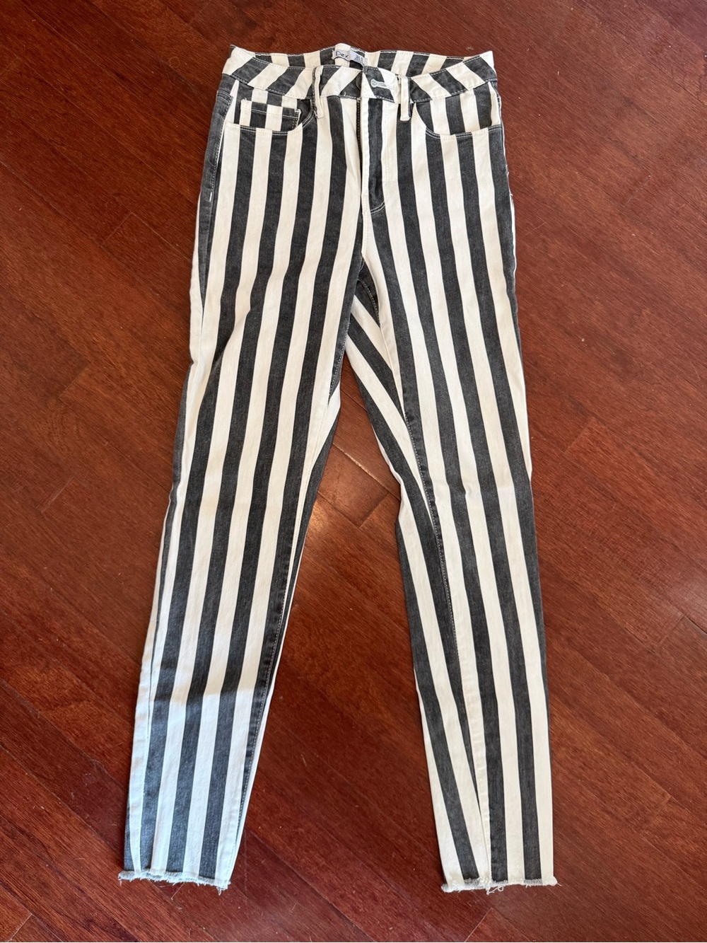 Dex Black and White Striped Skinny Jeans